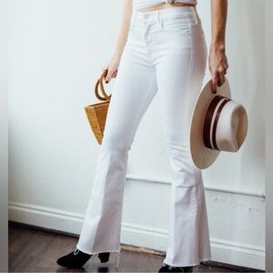 MOTHER White High-Rise Flare Jeans